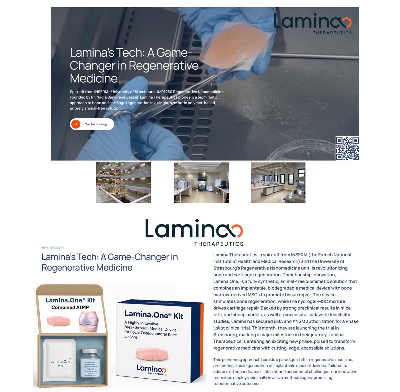 <strong>Plaquette d'information site web Lamina Therapeutics. ©Lamina Therapeutics</strong> Plaquette d'information site web Lamina Therapeutics